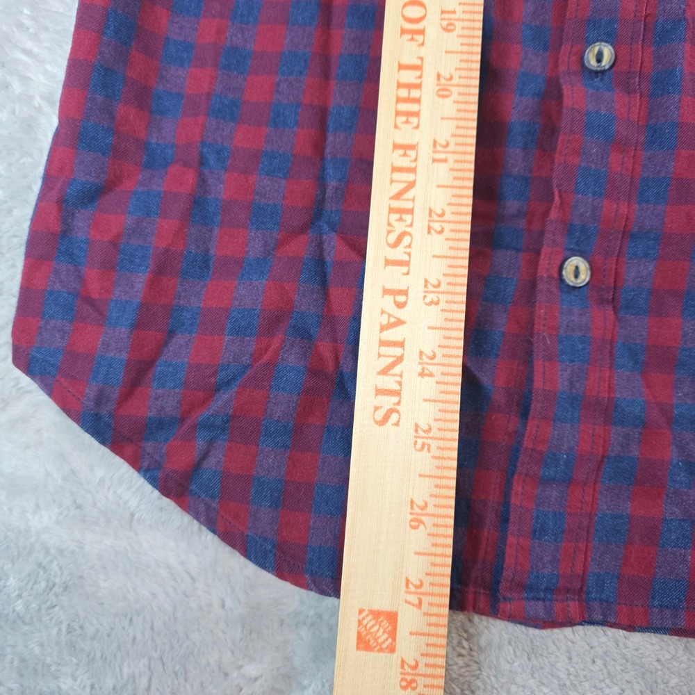 Zara Man Mens Small Red Blue Check Slim Fit Button Down Denim Collection Shirt‎ - Picture 4 of 9